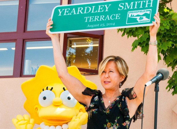 THE SIMPSONS: Cast member Yeardley Smith and the city of Springfield, OR celebrates THE SIMPSONS 25th ANNIVERSARY with the unveiling of the Simpsons mural during a block party dedication ceremony on their downtown walk of murals on Monday, Aug. 25th. THE SIMPSONS ª and © 2014 TCFFC ALL RIGHTS RESERVED.