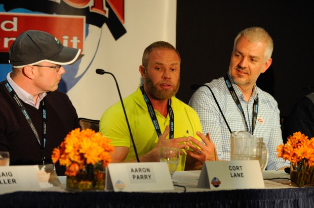 Discussing the ins and outs of keeping evergreen properties fresh on the panel Re-Animated: The Art of Rebooting Classic Properties are, from left: Aaron Perry, executive VP and COO at Stereo D; Cort Lane, VP of animation development for Marvel TV; and Troy Underwood, director of current series for Disney TV Animation.