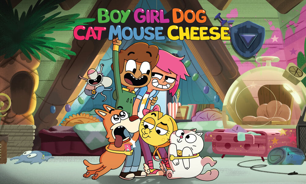 Boy Girl Dog Cat Mouse Cheese