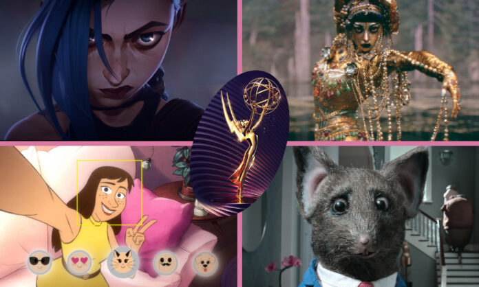 Creative Arts Emmy Award for Animation winners (clockwise): Arcane; Love, Death + Robots - Jibaro; The House; The Boys Presents: Diabolical