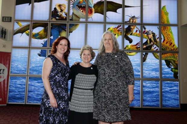 Producer Bonnie Arnold (center) with Women in Animation Co-Presidents Kristy Scanlan (left) and Marge Dean (right).