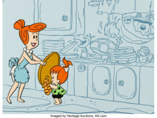 The Flintstones Wilma and Pebbles Public Service Announcement Production Cel (Hanna-Barbera, c. 1990s)