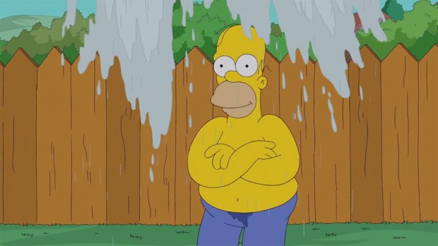 Homer Simpson takes the Ice Bucket Challenge