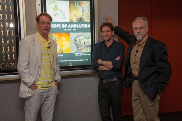 Bill Plympton, Peter de Seve and J.J. Sedelmaier at the Icons of Animation event June 5 in New York.