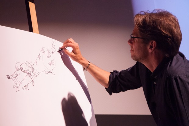 De Seve draws Scrat from Ice Age at the Icons of Animation event June 5 in New York.