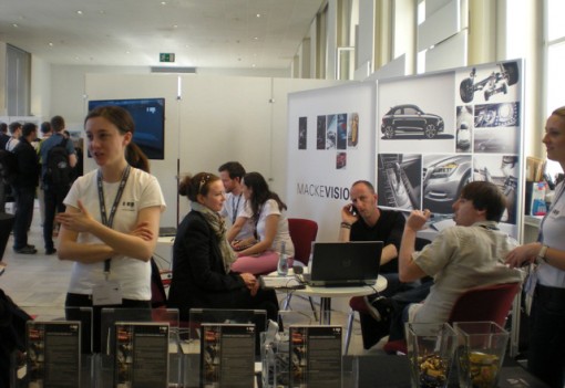 The Mackevision demo booth attracts tech aficionados at FMX 2013.