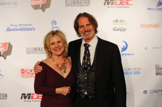 Nancy Cartwright and David Silverman (photo credit: Will Thoren)