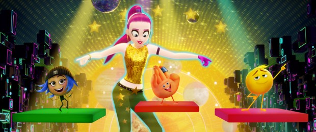 Akiko (Christina Aguilera), Jailbreak (Anna Faris), Hi-5 (James Corden) and Gene (T.J. Miller) in Columbia Pictures and Sony Pictures Animation’s The Emoji Movie.