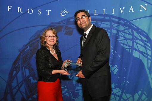 Toon Boom’s president and CEO Joan Vogelesang recieves the Frost & Sullivan Award for Entrepreneurial Company of the Year