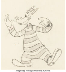 Northwest Hounded Police Wolf in Prison Clothing Animation Drawing (MGM, 1946)