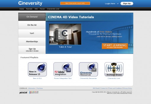 Maxon's Cineversity training website