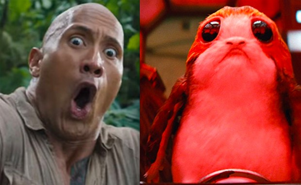 Dwayne Johnson and a Porg