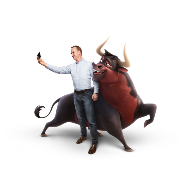 Former NFL quarterback Peyton Manning voices Guapo the bull