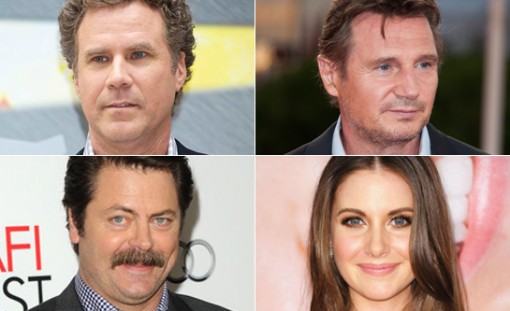 (top left to bottom right) Will Ferrell, Liam Neeson, Nick Offerman and Alison Brie