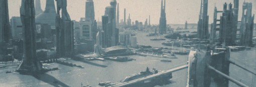 A stylized version of Looper’s far-future city, based on Shanghai and rendered by visual effects studio Atomic Fiction. Courtesy of Atomic Fiction. Copyright © 2011 – Looper, LLC