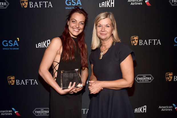 Lucia Bulgheroni, winner of the BAFTA Student Award Special Jury Prize, and BAFTA LA CEO, Chantal Rickards. [Photo: Alberto E. Rodriguez/Getty Images for BAFTA LA] 